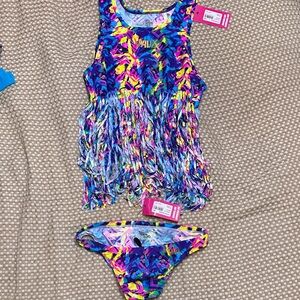 Vaux - Cellblock 13 Colorful Fringe tank top and matching Swim brief